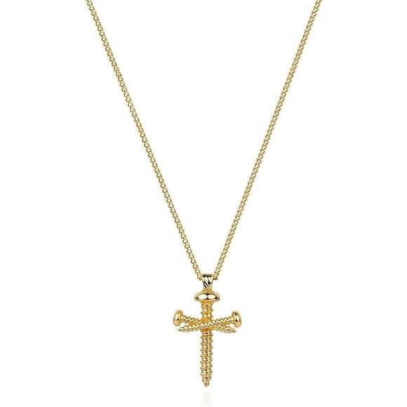Women Fettero Cross 14K Plated Dainty Chain Minimalist Simple Tiny Necklace - Picture 1 of 10